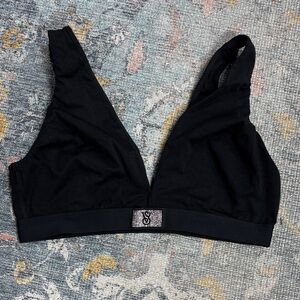 Victorias Secret rhinestone emblem Black Wireless Bralette